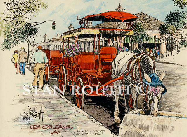 New Orleans, Carriage Mule at Water Trough - '84
