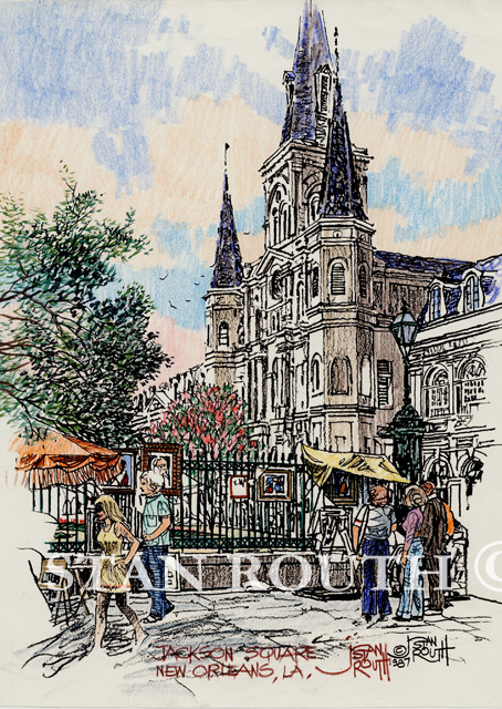 New Orleans, Jackson Sq Artists St Louis Cath - '87