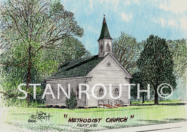Keatchie,Louisiana art print-Keatchie Methodist Church