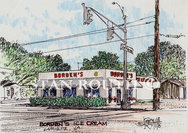 Lafayette,Louisiana art print-Borden's IceCream