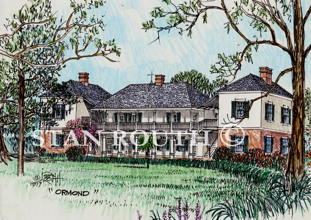 Louisiana art print-Ormond Plantation House