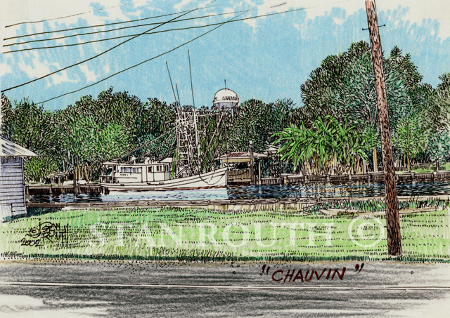 Chauvin Bayou Scene-Water Tower '02