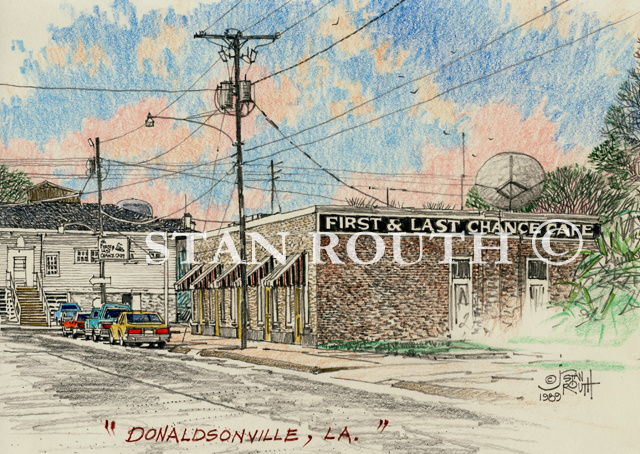 Donaldsonville,Louisiana art print-First & Last Chance with Depot