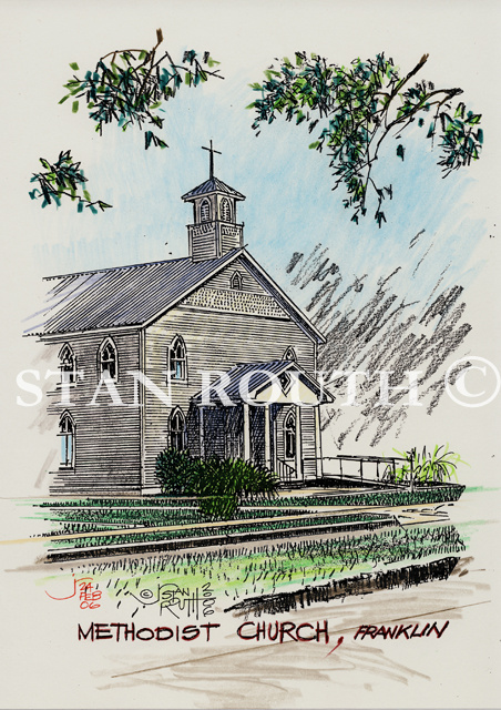 Franklin,Louisiana art print,Methodist Church