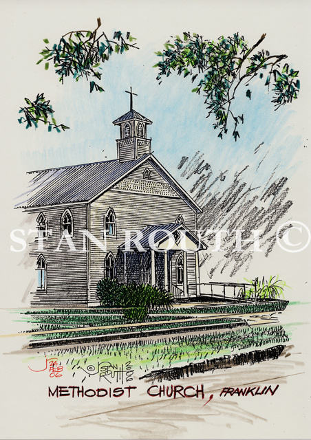 Franklin,Louisiana art print,Methodist Church