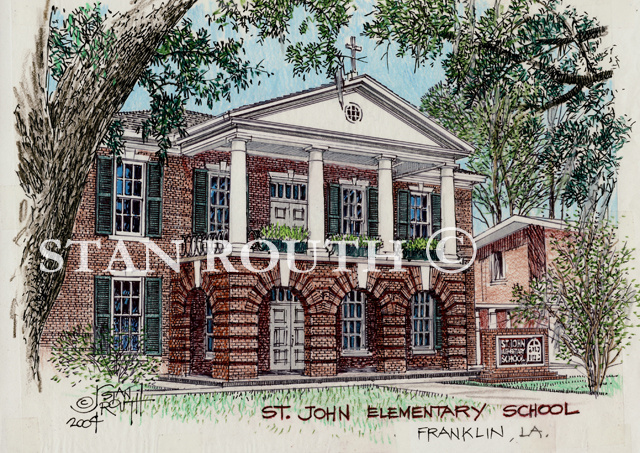 Franklin,Louisiana art print,St John School