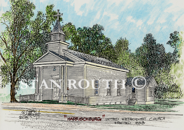 Harrisonburg,Louisiana art print-Methodist Church