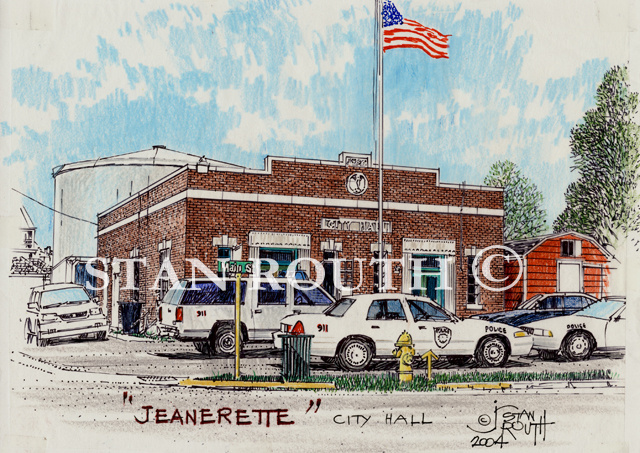 Jeanerette,Louisiana art print-City Hall