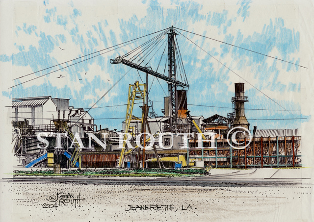 Jeanerette,Louisiana art print-Jeanerette Sugar Mill