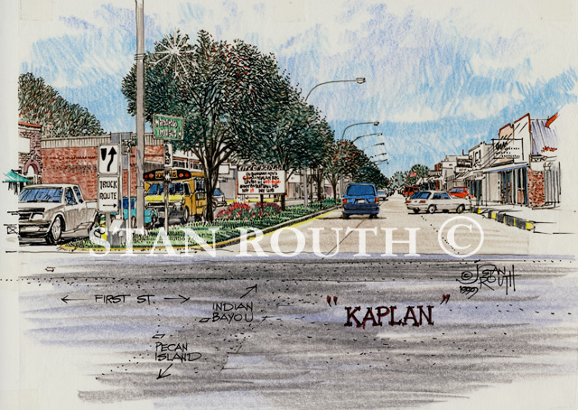 Kaplan,Louisiana art print-Kaplan Blvd. at First St N