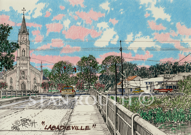 Labadieville, Bridge & Catholic Church - '96
