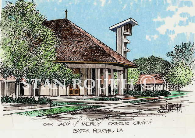 BatonRoge,Louisiana art print-OurLady of Mercy CatholicChurch