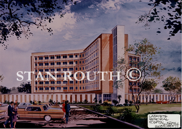 Lafayette,Louisiana art print-Memorial Hospital