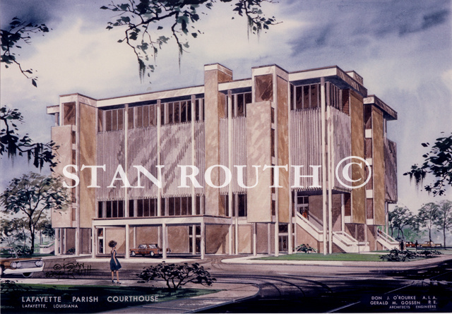 Lafayette,Louisiana art print-Lafayette Parish CourtHouse
