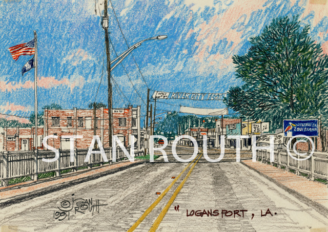 Logansport,Louisiana art print-Logansport Bridge over Sabine R