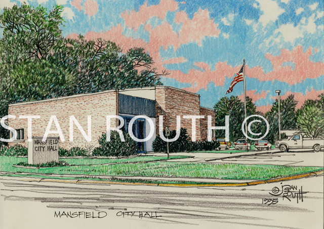 Mansfield,Louisiana art print-Mansfield City Hall