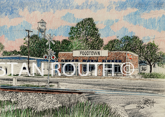 Mooringsport,Louisiana art print-store with water tower