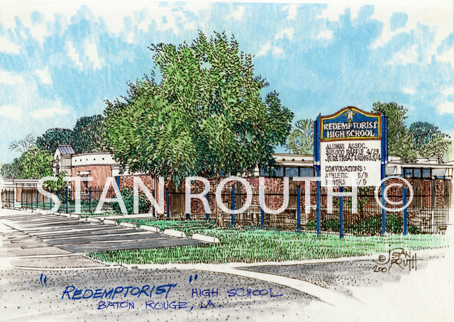 Baton Rouge,Louisiana art print-Redemptorist High School