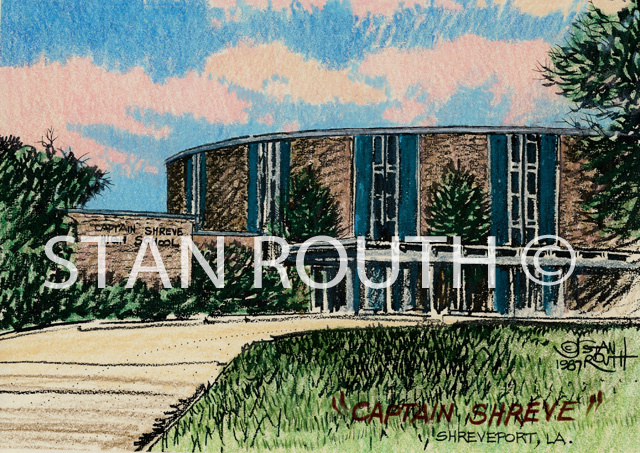 Shreveport,Louisiana art print-CaptainShreveHighSchool