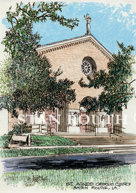 BatonRouge,Louisiana art print-StAgnesCatholicChurch