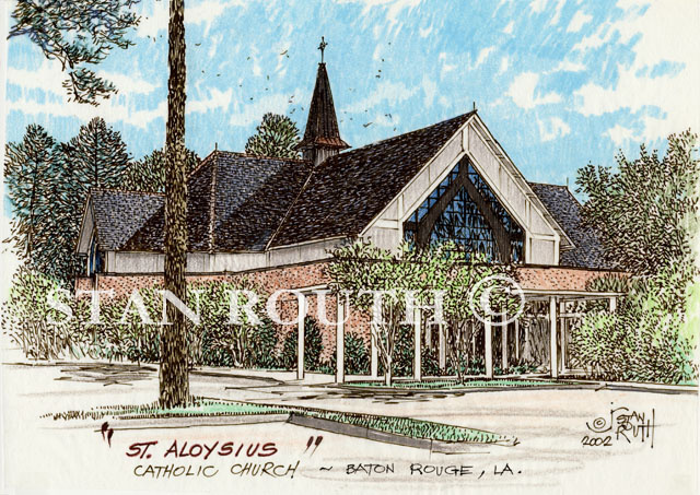 BatonRouge,Louisiana art print-St.Aloysius Catholic Church