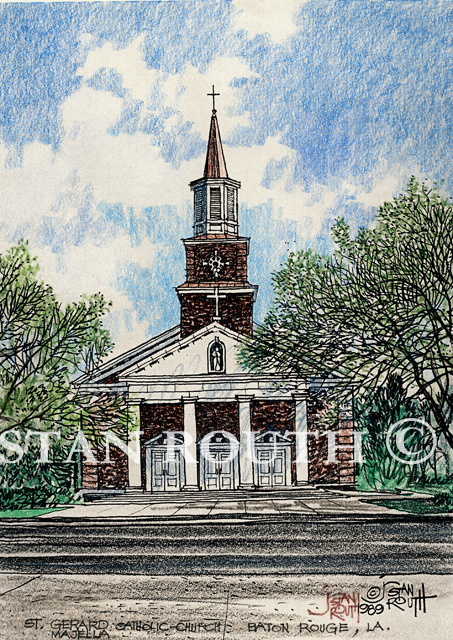 BatonRouge,Louisiana art print-St Gerard Catholic Church