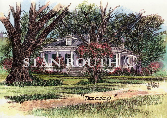 Louisiana art print-Tezcuco Plantation House