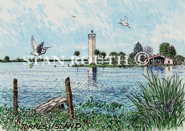 Torres Island,Louisiana art print-Lighthouse at Torres Island